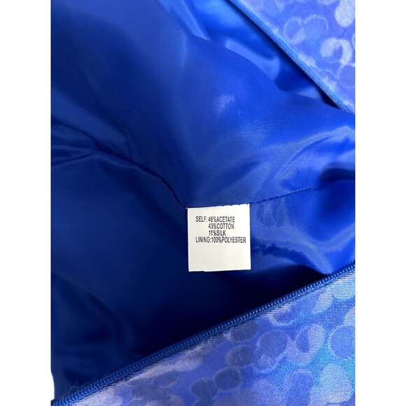 Kay Unger 6 Blue Satin Jacquard Pleated Knee Length Dress Wedding Guest Party - Picture 8 of 8